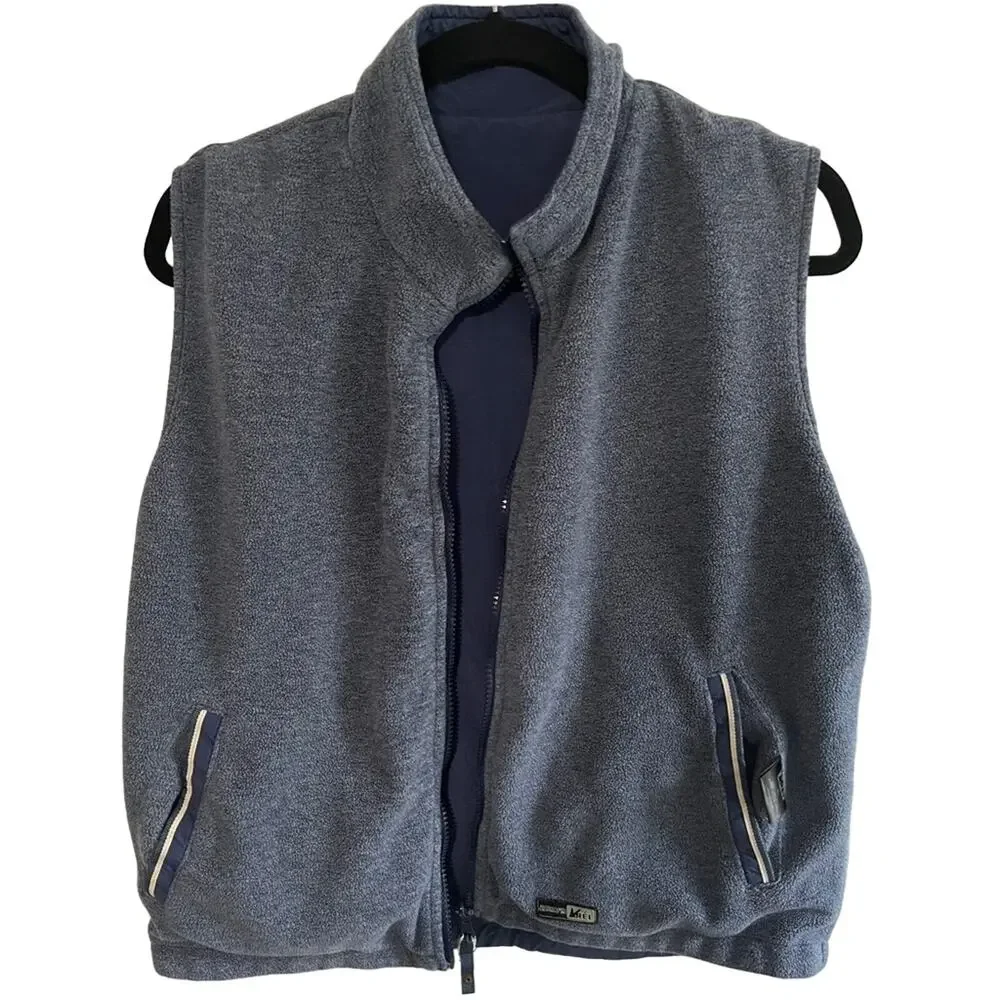 Vintage REI men’s reverse fleece vest blue size xl